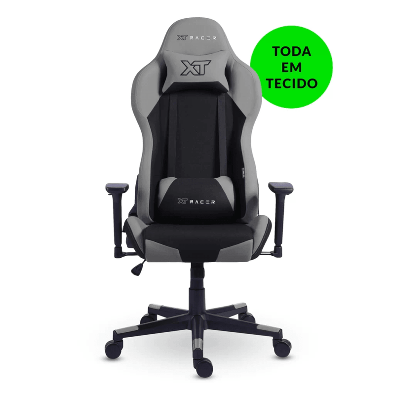 CADEIRA GAMER E ESCRITÓRIO XT RACER DEFENDER CINZA (ATENDE NORMA NR17)