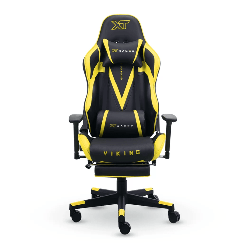 CADEIRA GAMER E ESCRITÓRIO XT RACER VIKING AMARELA COM APOIO PARA AS PERNAS