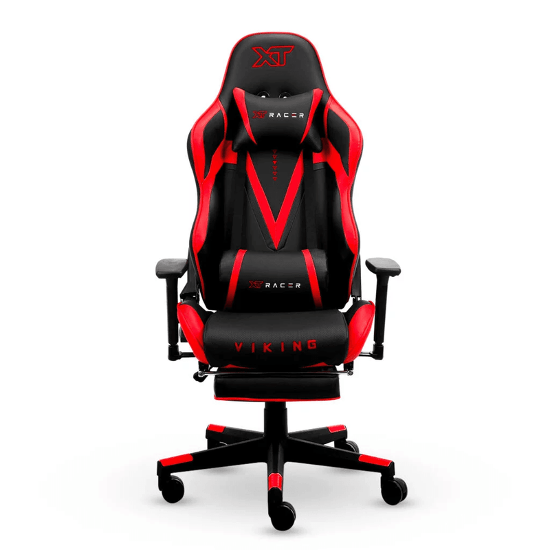 CADEIRA GAMER E ESCRITÓRIO XT RACER VIKING VERMELHA COM APOIO PARA AS PERNAS
